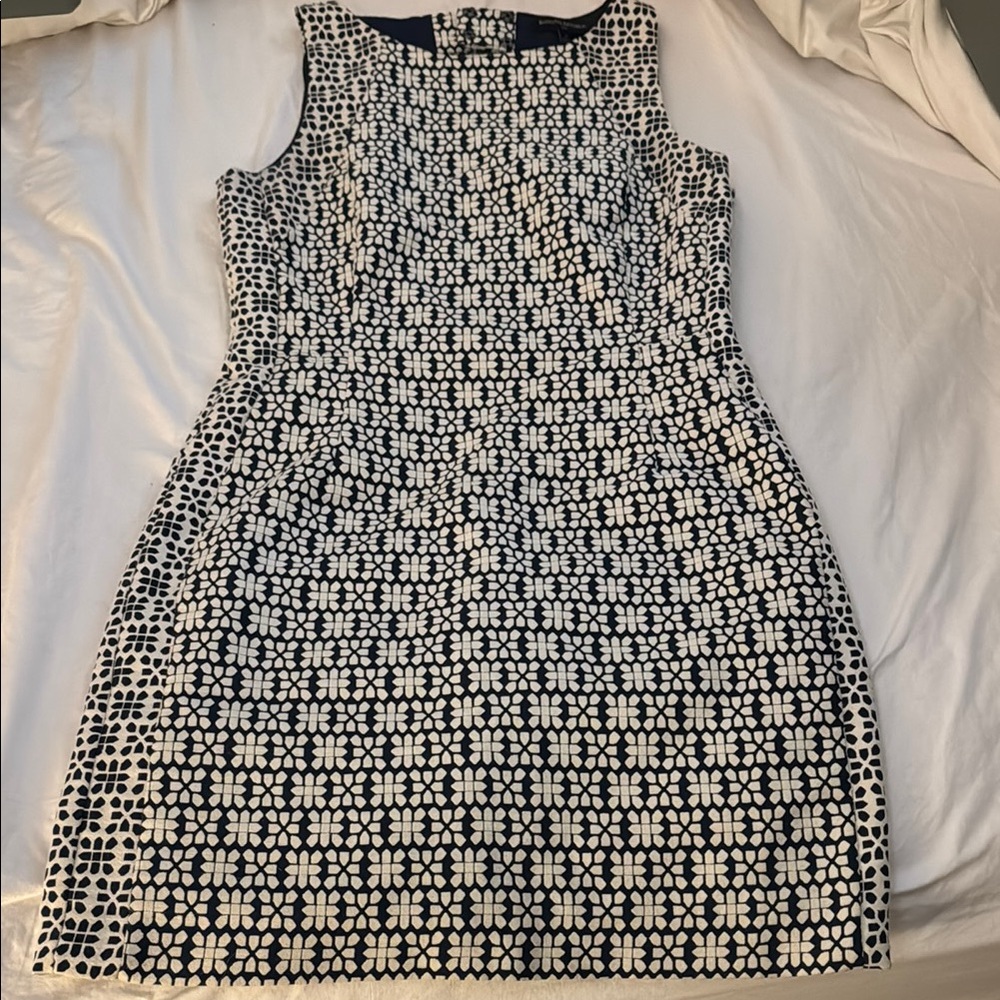Banana Republic Navy and White Geometric Floral Dress